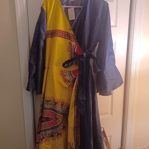 African Print and denim dress